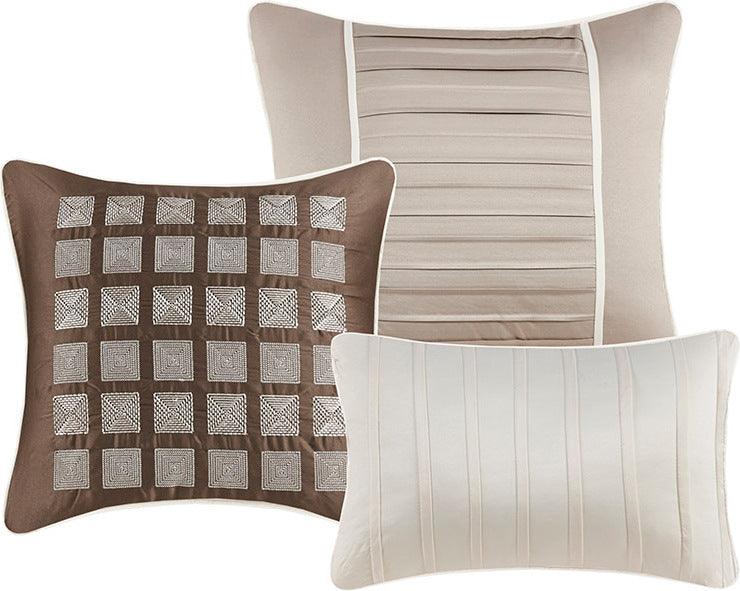 Trinity Transitional 7 Piece Comforter Set Taupe King Olliix.com