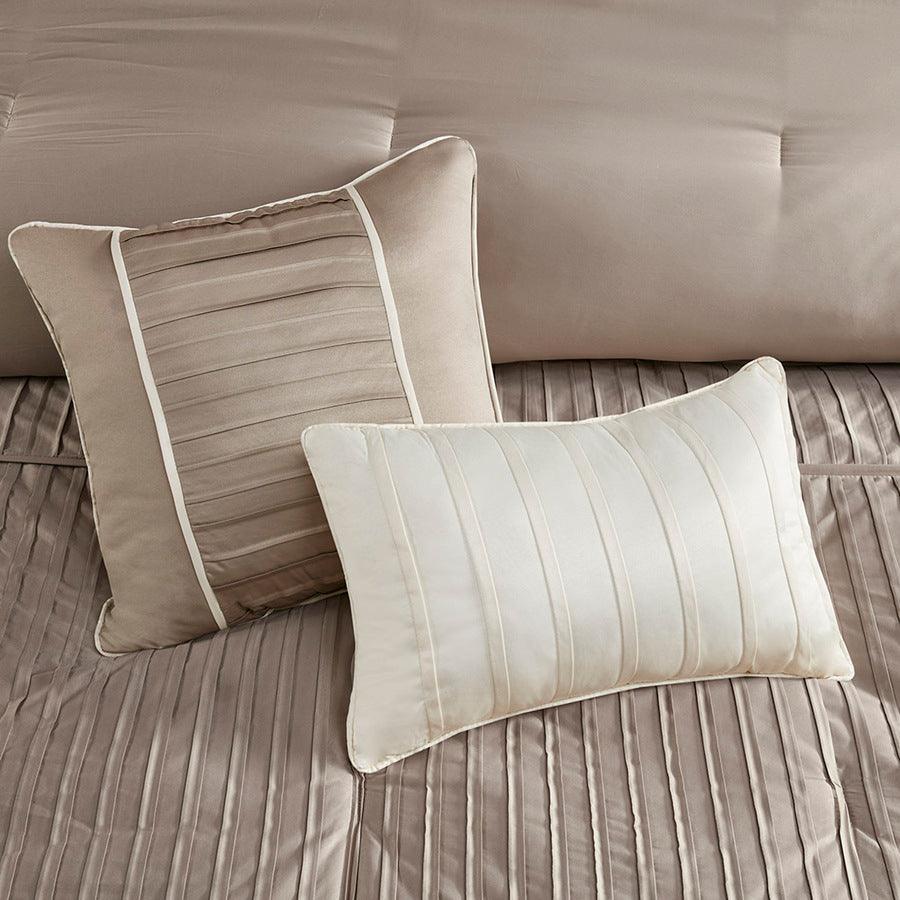 Trinity Transitional 7 Piece Comforter Set Taupe King Olliix.com