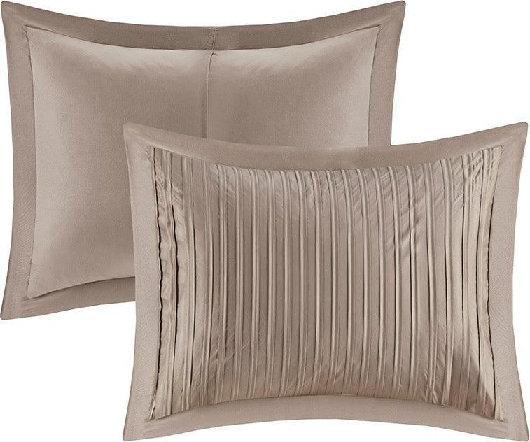 Trinity Transitional 7 Piece Comforter Set Taupe King Olliix.com