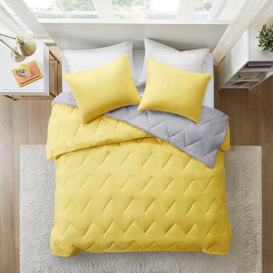 Trixie Full/Queen Reversible Comforter Mini Set Gray Olliix.com