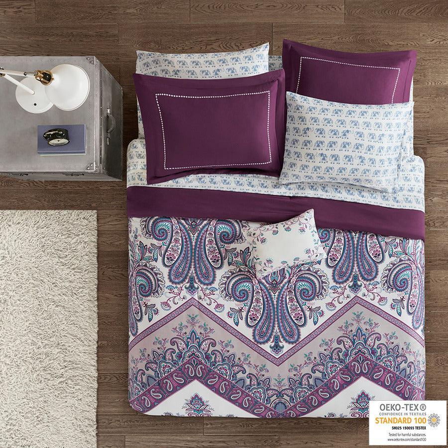 Tulay Complete 20 " D Bed And Sheet Set Purple Queen Olliix.com