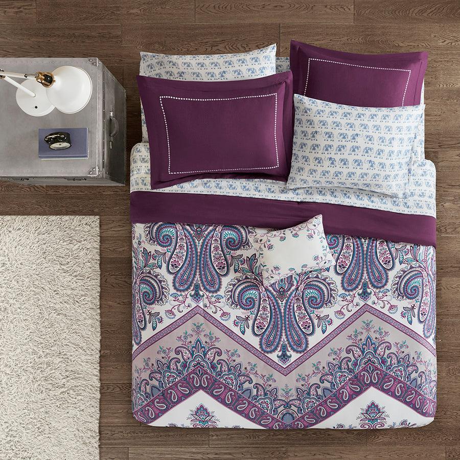 Tulay Complete 20 " D Bed And Sheet Set Purple Queen Olliix.com