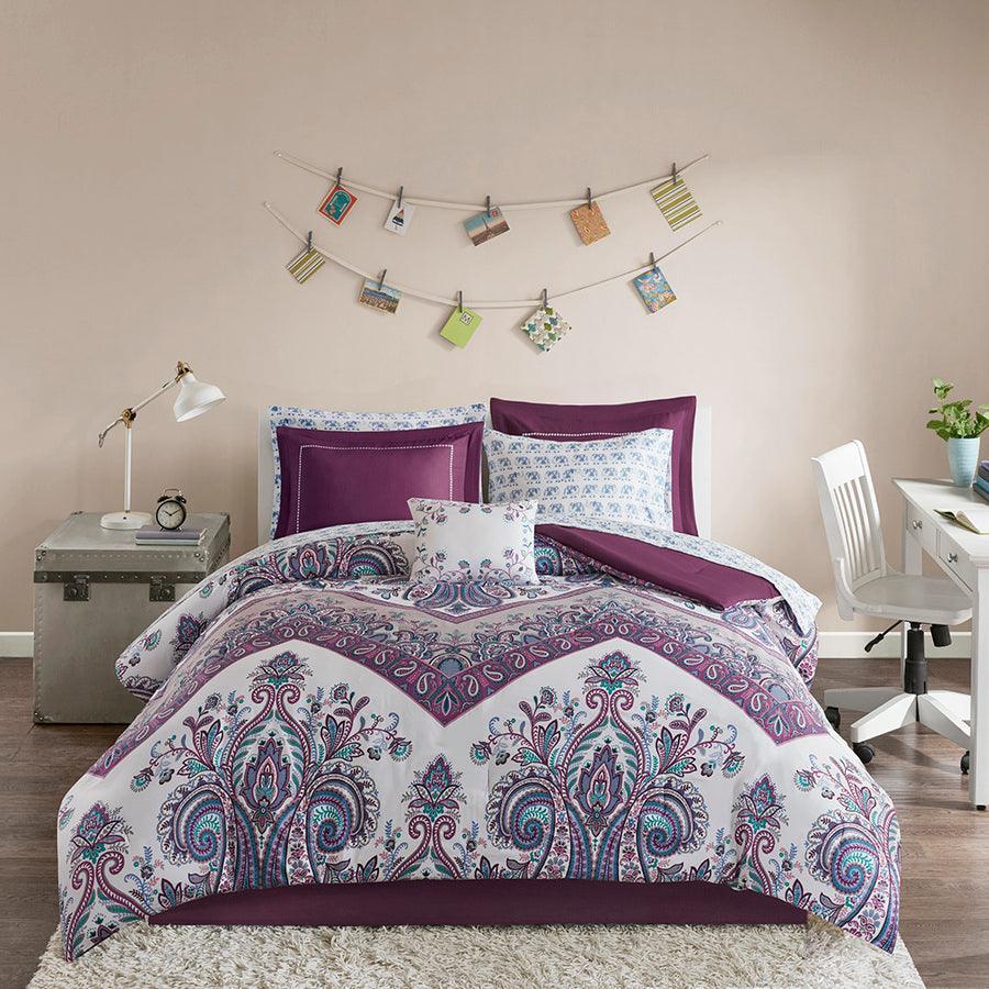 Tulay Complete 20 " D Bed And Sheet Set Purple Queen Olliix.com