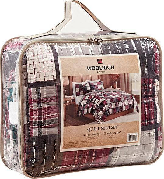 Tulsa Lodge/Cabin Oversized Plaid Print Cotton Quilt Set Full/Queen Red & Gray Olliix.com