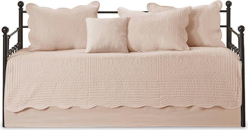 Tuscany Daybed 6 Piece Reversible Scalloped Edge Daybed Cover Set Blush Olliix.com