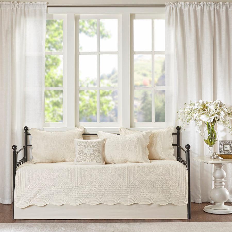 Tuscany Daybed 6 Piece Reversible Scalloped Edge Daybed Cover Set Cream Olliix.com