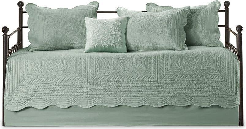 Tuscany Daybed 6 Piece Reversible Scalloped Edge Daybed Cover Set Seafoam Olliix.com