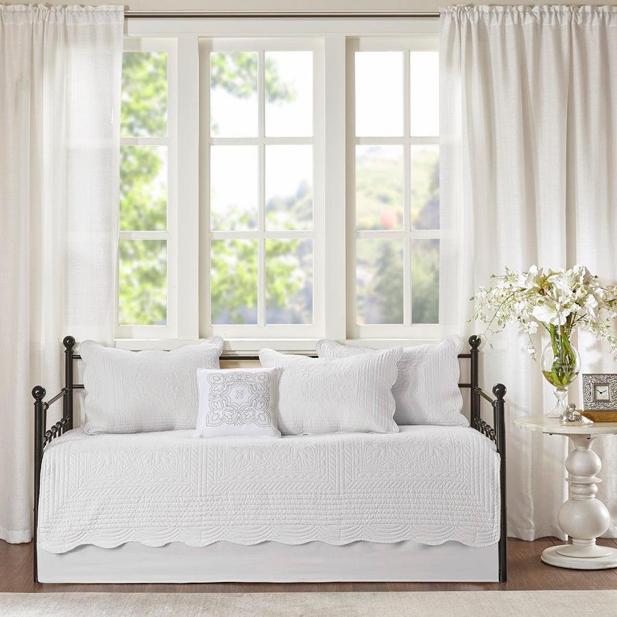 Tuscany Daybed 6 Piece Reversible Scalloped Edge Daybed Cover Set White Olliix.com