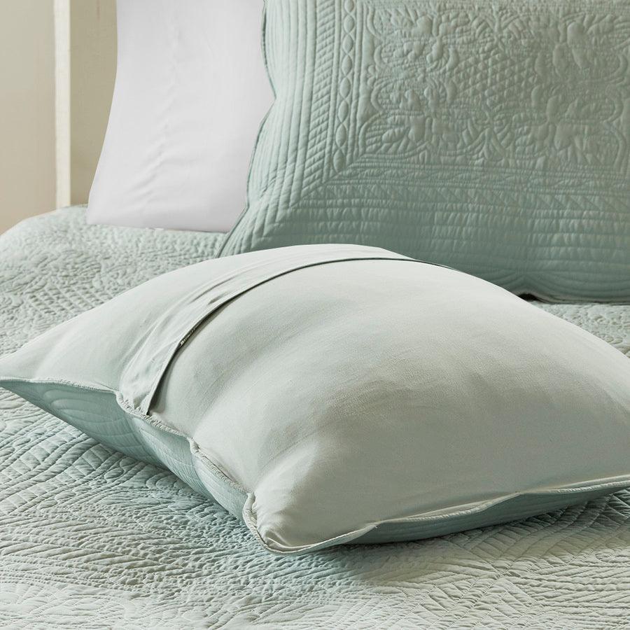 Tuscany Full/Queen 3 Piece Reversible Scalloped Edge Coverlet Set Seafoam Olliix.com