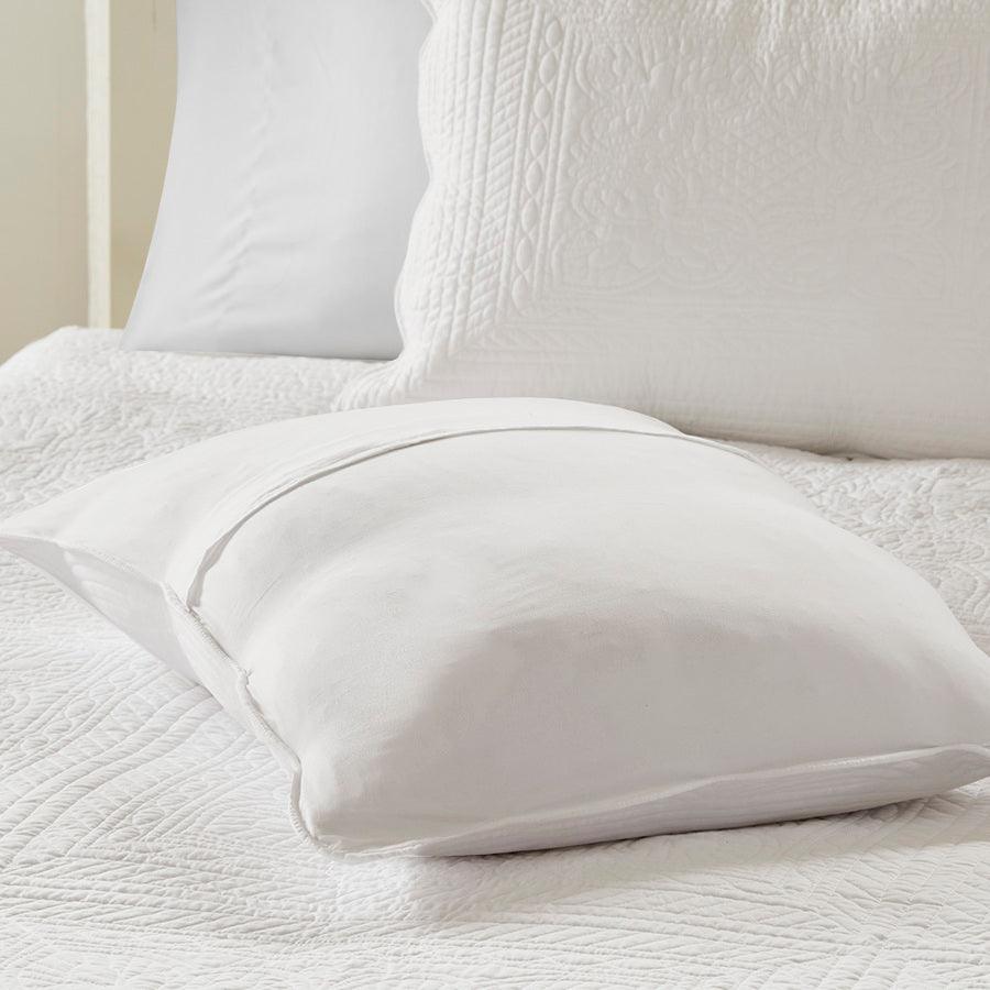 Tuscany Full/Queen 3 Piece Reversible Scalloped Edge Coverlet Set White Olliix.com