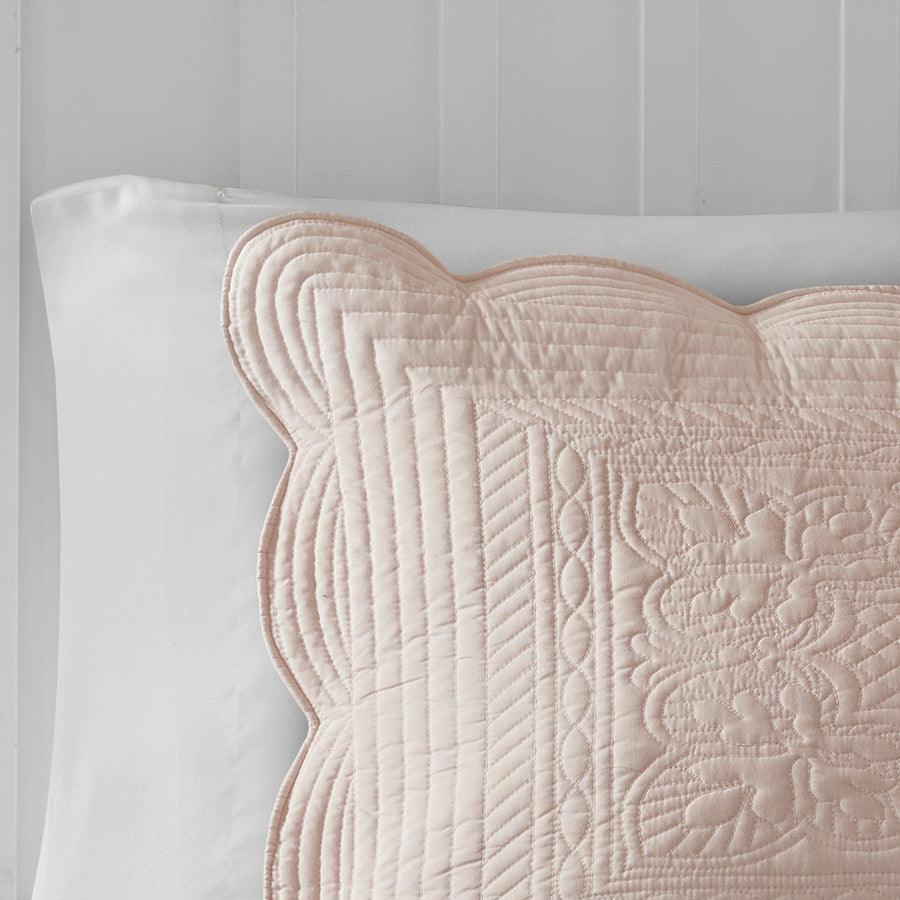 Tuscany King/California King 3 Piece Reversible Scalloped Edge Coverlet Set Blush Olliix.com