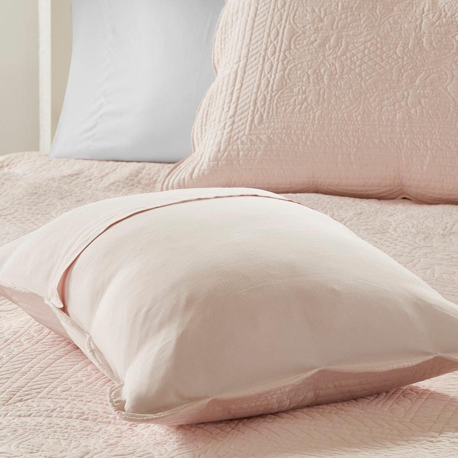 Tuscany King/California King 3 Piece Reversible Scalloped Edge Coverlet Set Blush Olliix.com