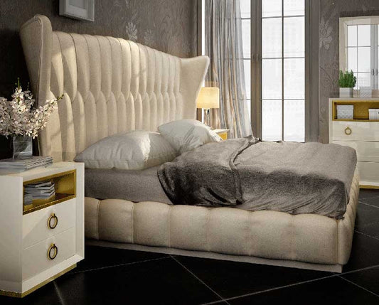 ESF Furniture - Velvet Queen Bed in Cream - VELVETBEDQS ESF Furniture