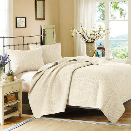 Velvet King Touch Coverlet Set Ivory Olliix.com