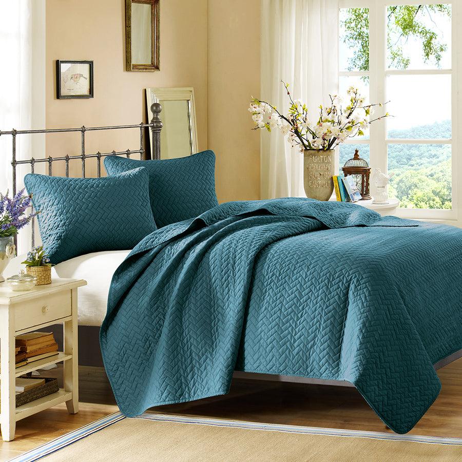 Velvet King Touch Coverlet Set Peacock Olliix.com