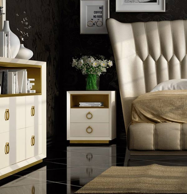 ESF Furniture - Velvet Nightstand in Cream - VELVETNS ESF Furniture