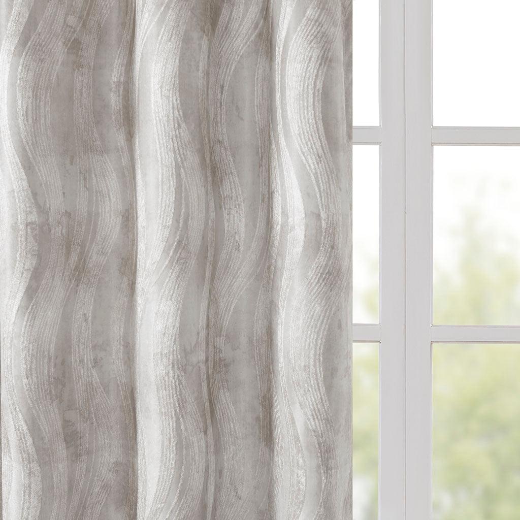 Victorio 108 H Printed Jacquard Grommet Top Total Blackout Curtain Gray Olliix.com