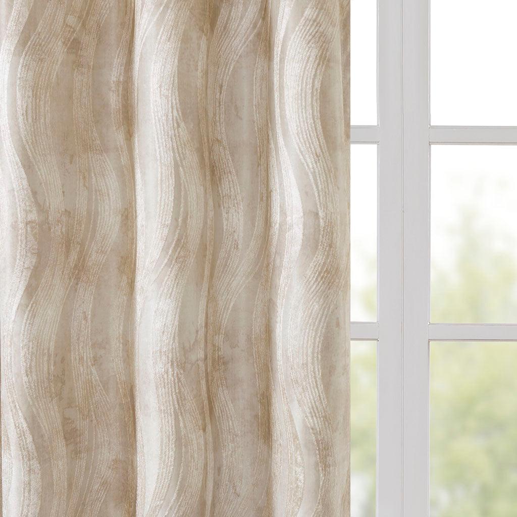 Victorio 108 H Printed Jacquard Grommet Top Total Blackout Curtain Ivory Olliix.com