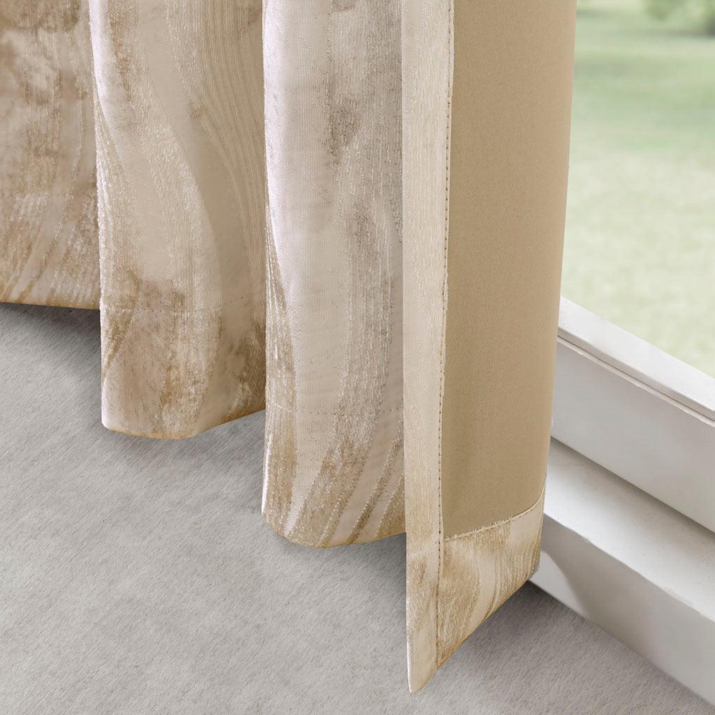 Victorio 108 H Printed Jacquard Grommet Top Total Blackout Curtain Ivory Olliix.com