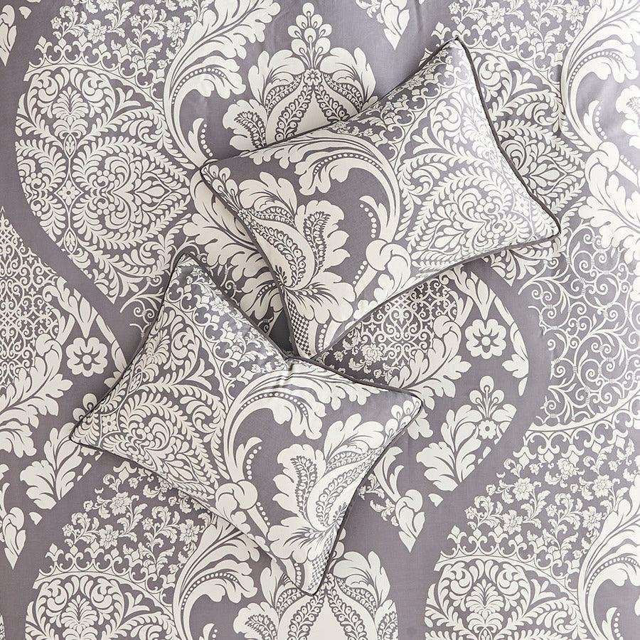 Vienna Coastal 7 Piece Cotton Printed Comforter Set Gray Queen Olliix.com