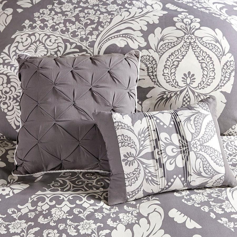 Vienna Coastal 7 Piece Cotton Printed Comforter Set Gray Queen Olliix.com