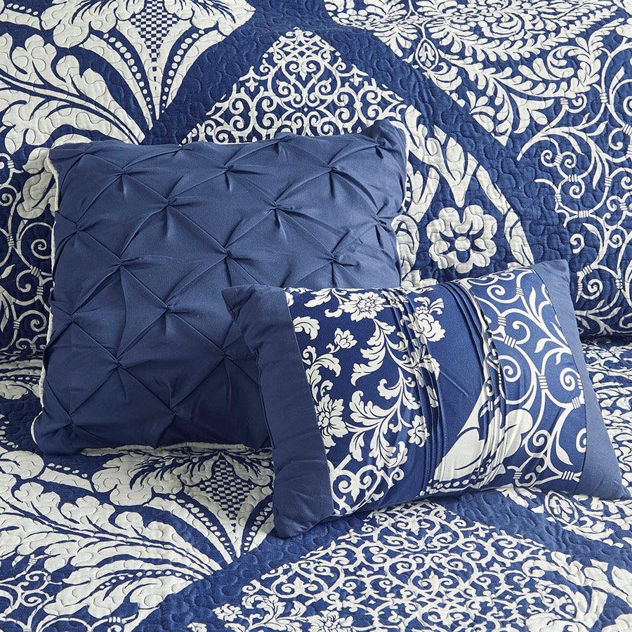 Vienna Full/Queen 6 Piece Reversible Coverlet Set Indigo Olliix.com