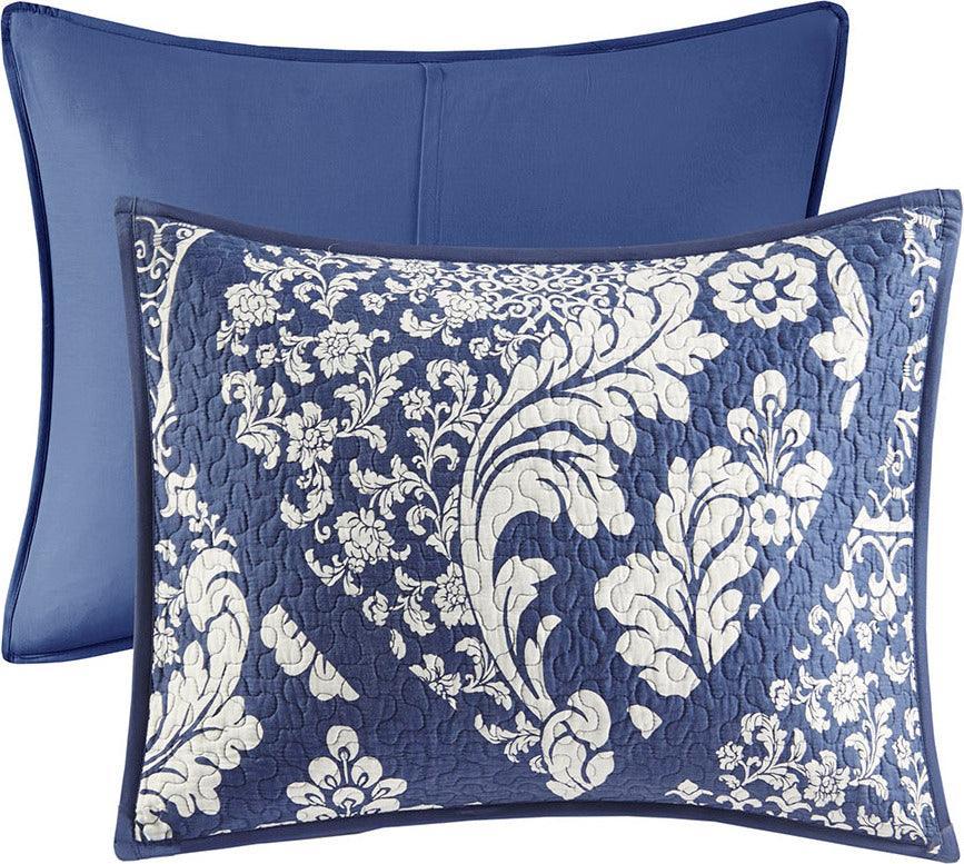 Vienna Full/Queen 6 Piece Reversible Coverlet Set Indigo Olliix.com