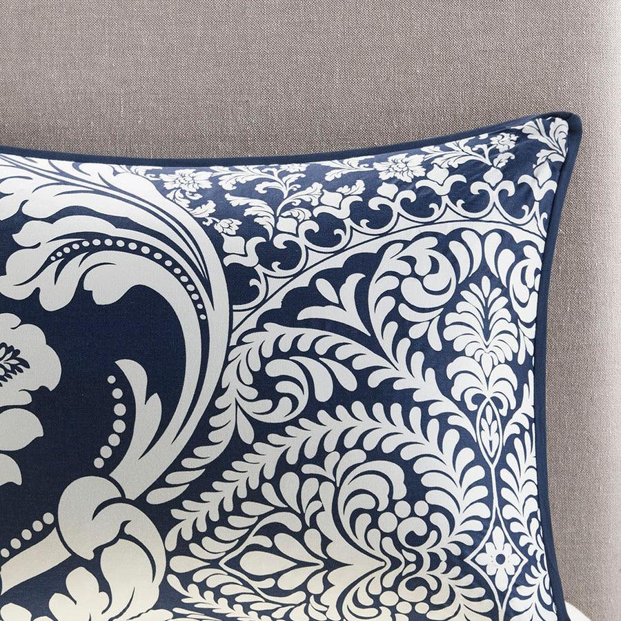 Vienna Queen 7 Piece Cotton Printed Comforter Set Indigo Olliix.com