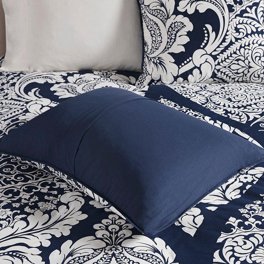 Vienna Queen 7 Piece Cotton Printed Comforter Set Indigo Olliix.com