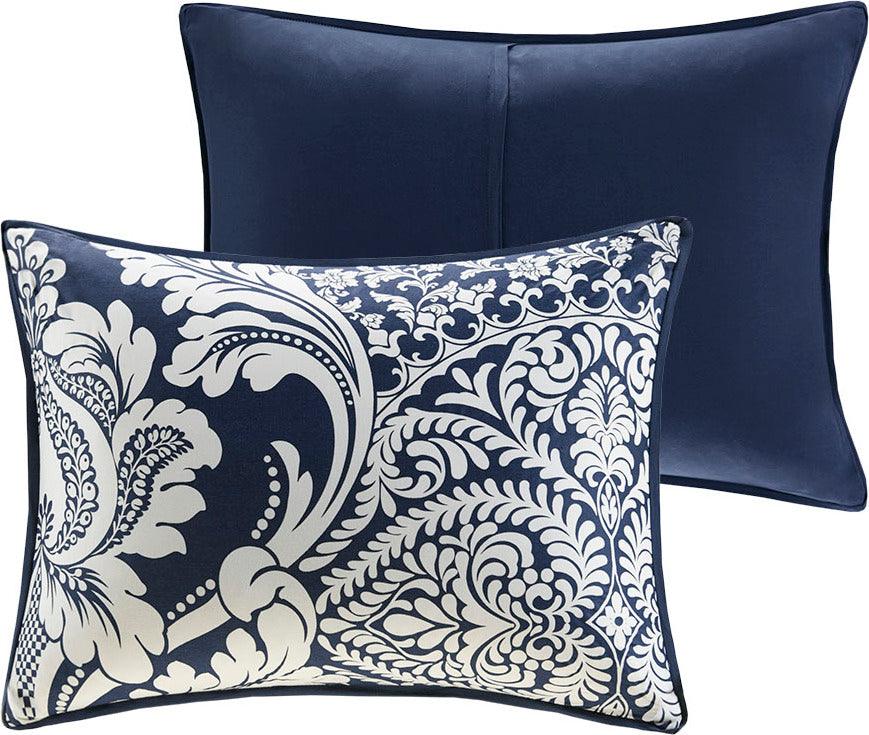 Vienna Queen 7 Piece Cotton Printed Comforter Set Indigo Olliix.com