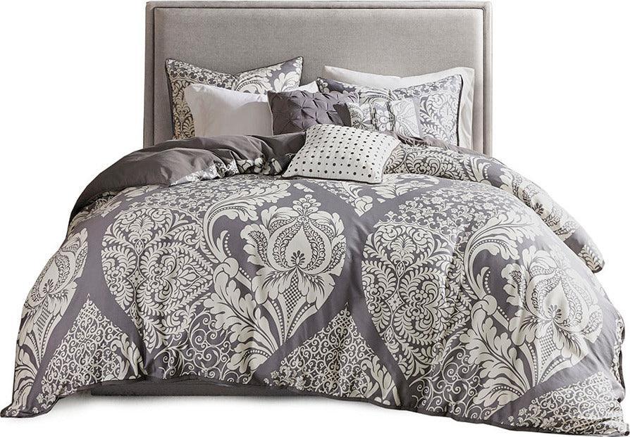 Vienna Transitional 6 Piece Printed Duvet Cover Set Full/Queen Gray Olliix.com