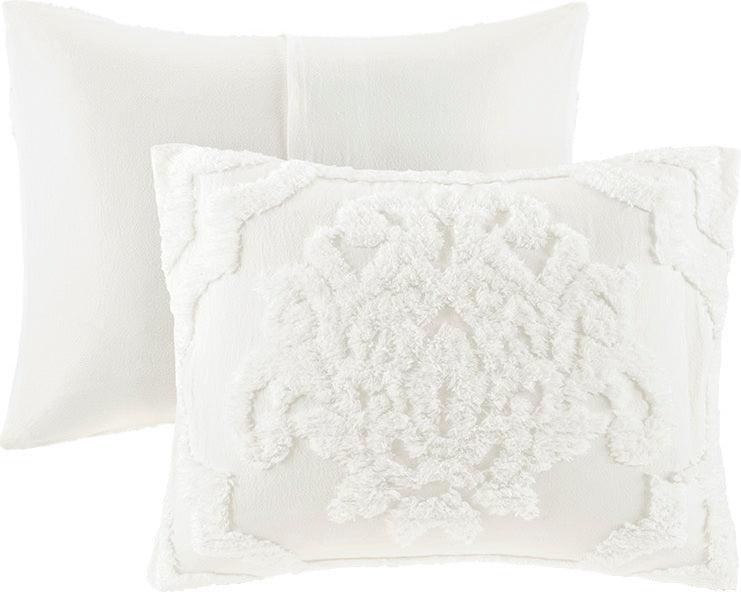 Viola 3 Piece Tufted 26 " W Cotton Chenille Damask Comforter Set White Full/Queen Olliix.com