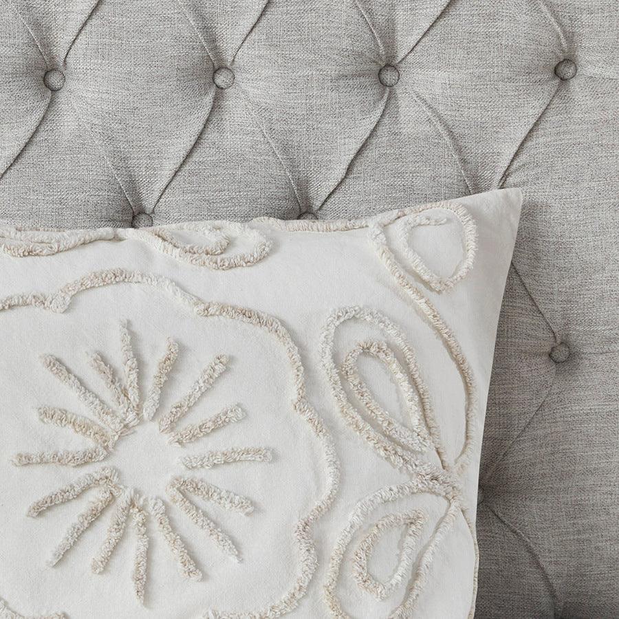 Violette Full/Queen 3 Piece Tufted Cotton Chenille Coverlet Set Ivory & Taupe Olliix.com