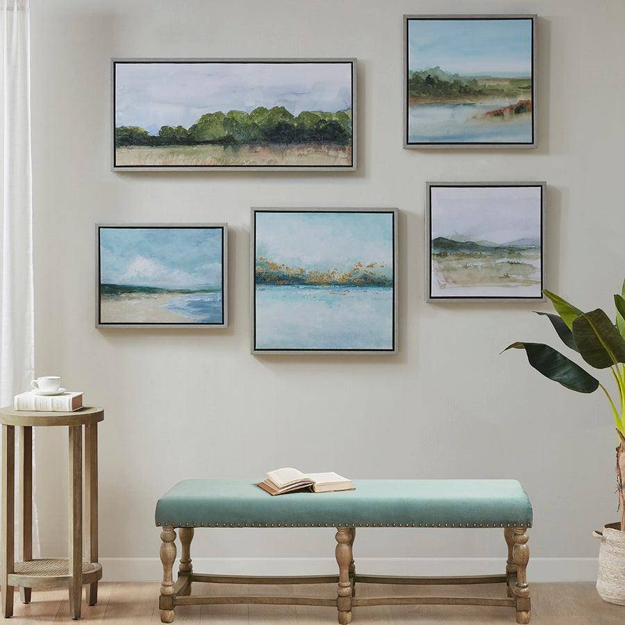 Vista Transitional Framed Embellished Canvas Gallery 5 Piece Set 19.6x15.6x1.61" Multicolor Olliix.com