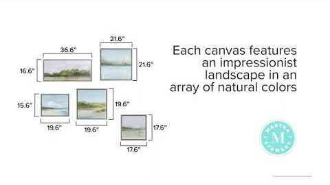 Vista Transitional Framed Embellished Canvas Gallery 5 Piece Set 19.6x15.6x1.61" Multicolor Olliix.com