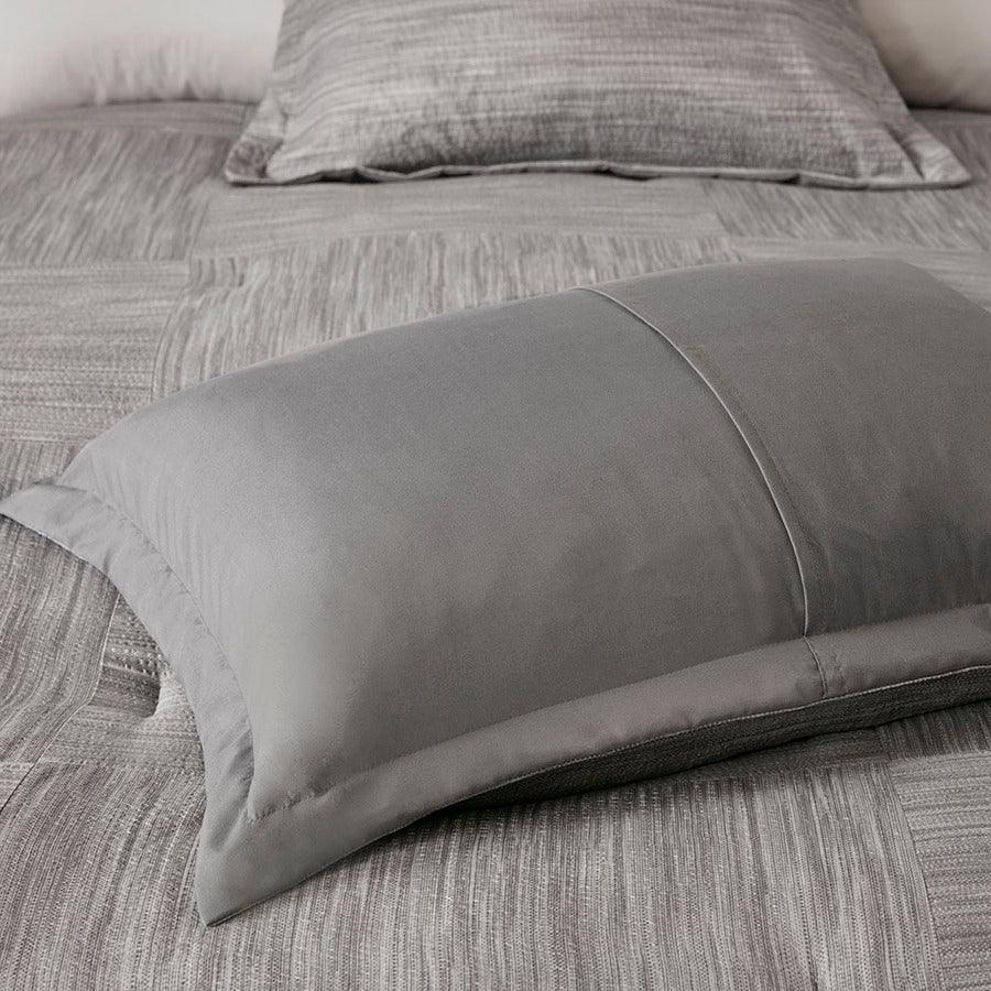 Walter 7 Piece 20 " D Printed Seersucker Comforter Set Gray Queen Olliix.com