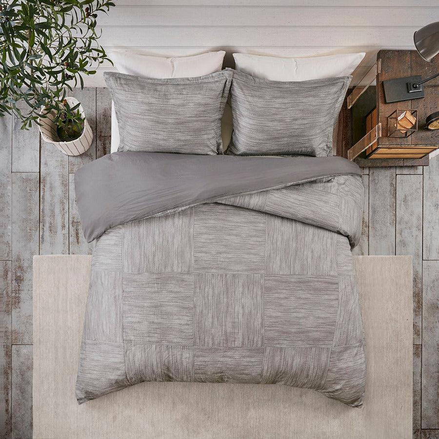 Walter Transitional 3 Piece Printed Seersucker Duvet Cover Set King/Cal King Gray Olliix.com