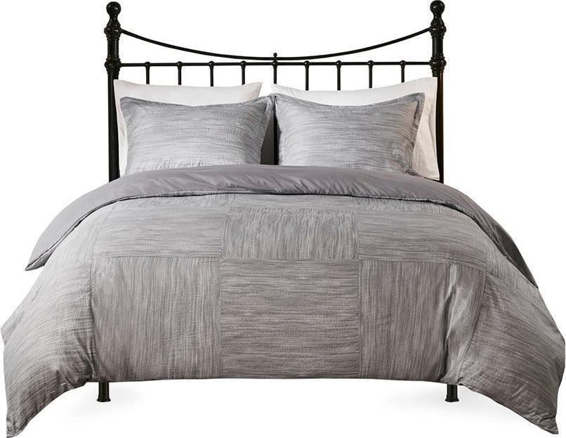 Walter Transitional 3 Piece Printed Seersucker Duvet Cover Set King/Cal King Gray Olliix.com