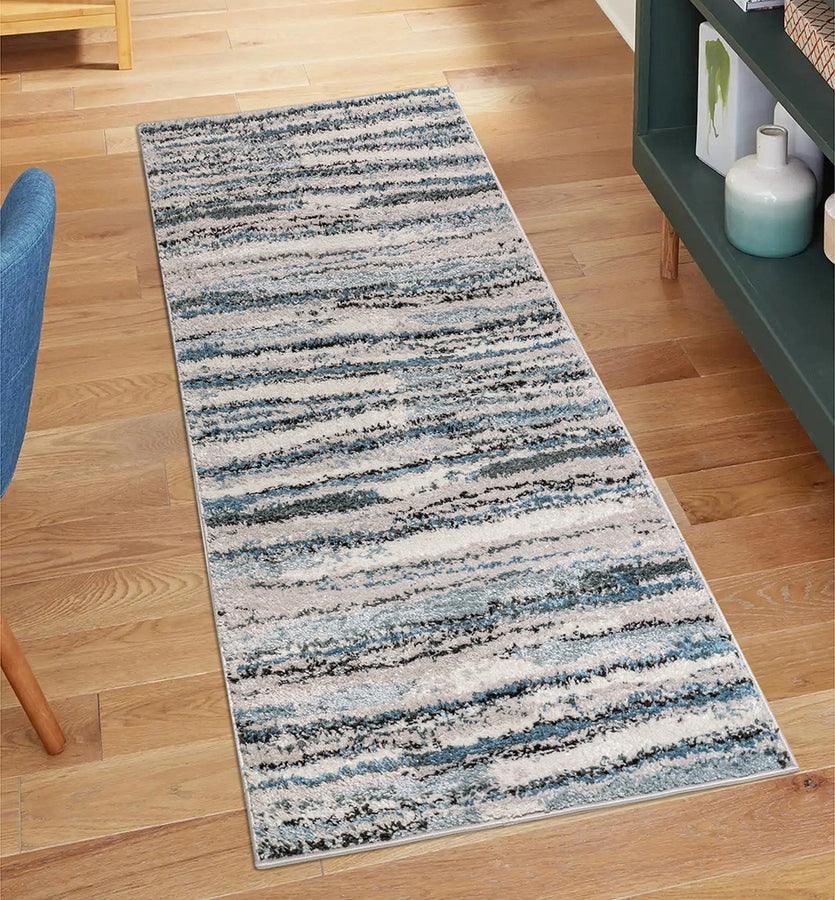 Watercolor Abstract Stripe Woven Area Rug Blue MP35-8042 Olliix.com