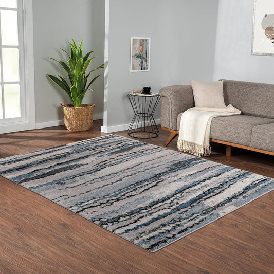 Watercolor Abstract Stripe Woven Area Rug Blue MP35-8045
