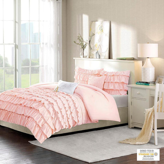 Waterfall 26 " W Comforter Set Blush Twin/Twin XL Olliix.com