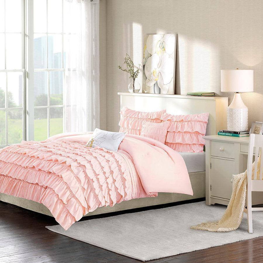 Waterfall Comforter Set Blush Full/Queen Olliix.com