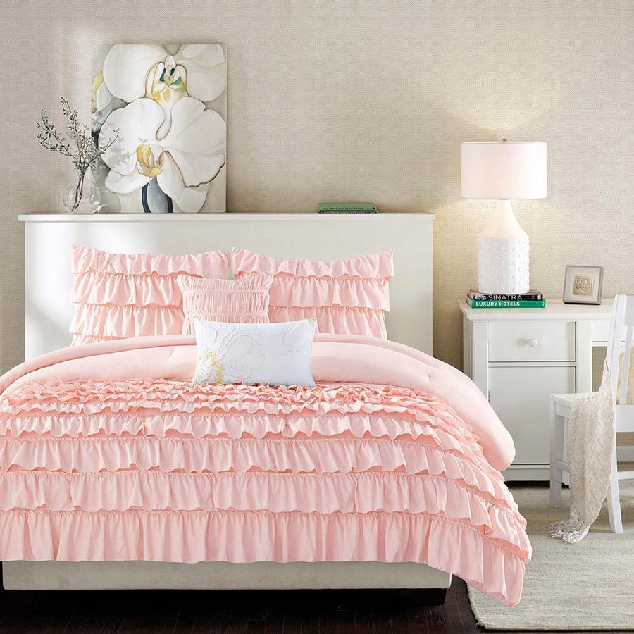 Waterfall Comforter Set Blush Full/Queen Olliix.com