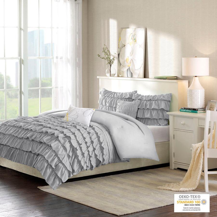 Waterfall Comforter Set Gray Full/Queen Olliix.com