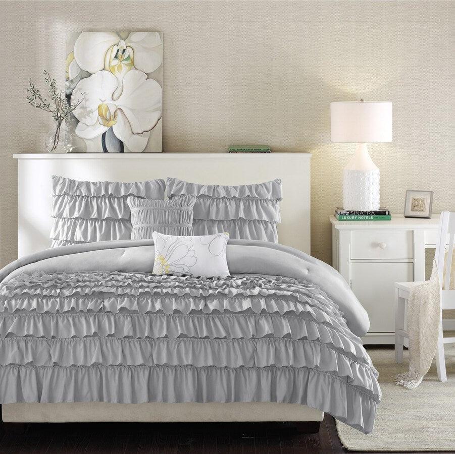 Waterfall Comforter Set Gray Full/Queen Olliix.com