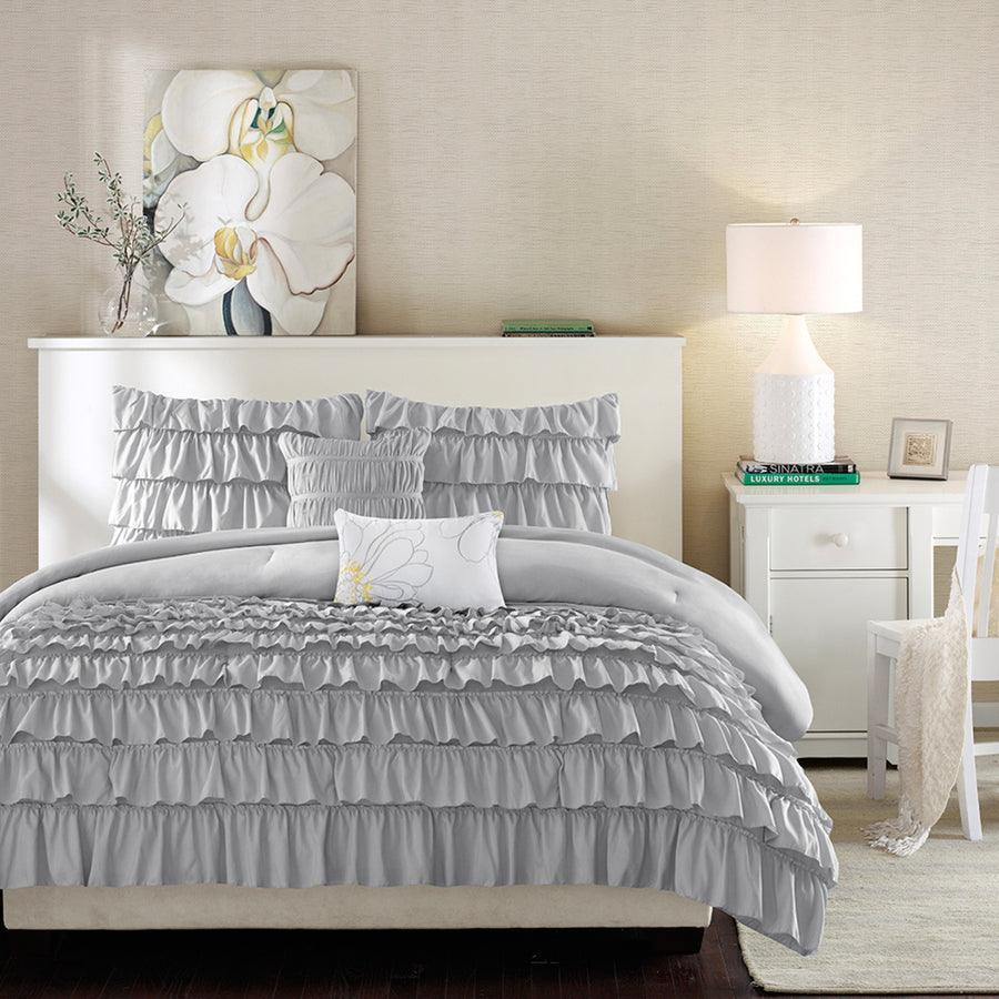 Waterfall Comforter Set Gray Full/Queen Olliix.com