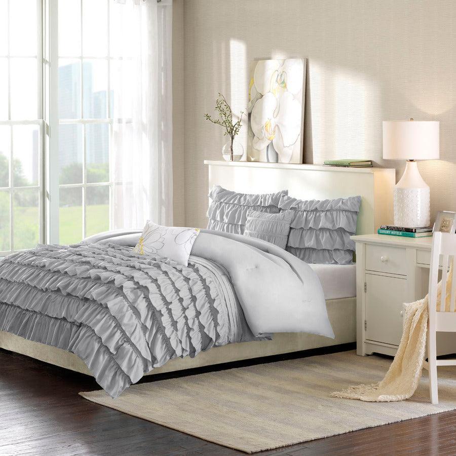 Waterfall Comforter Set Gray Full/Queen Olliix.com