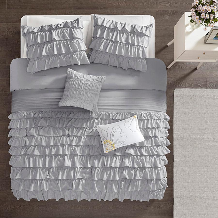 Waterfall Comforter Set Gray Full/Queen Olliix.com