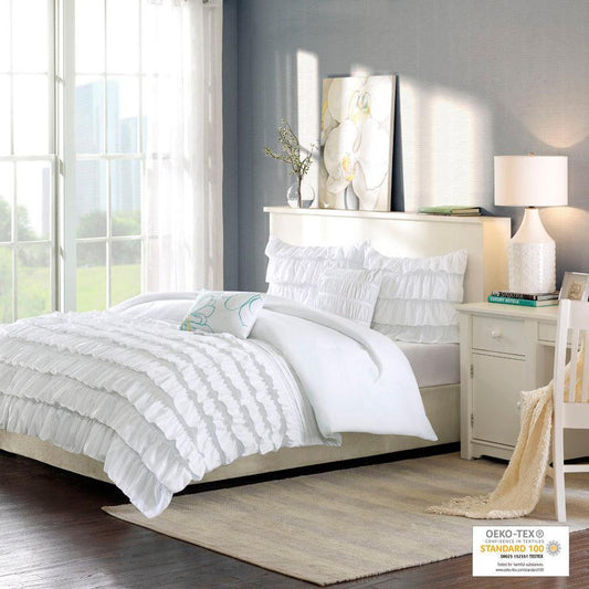 Waterfall Comforter Set White Twin/Twin XL Olliix.com