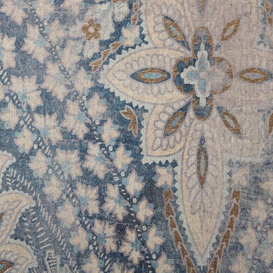 Weathered Damask Walls Printed Linen 3 Piece Set Blue Olliix.com